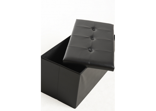 Button Leatherette Storage 76 cm Puff