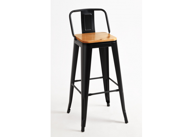 Torix Backrest Stool with Natural Wood