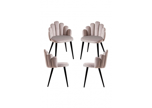 Pack 4 Chaises Hand Velours Jambes Noires