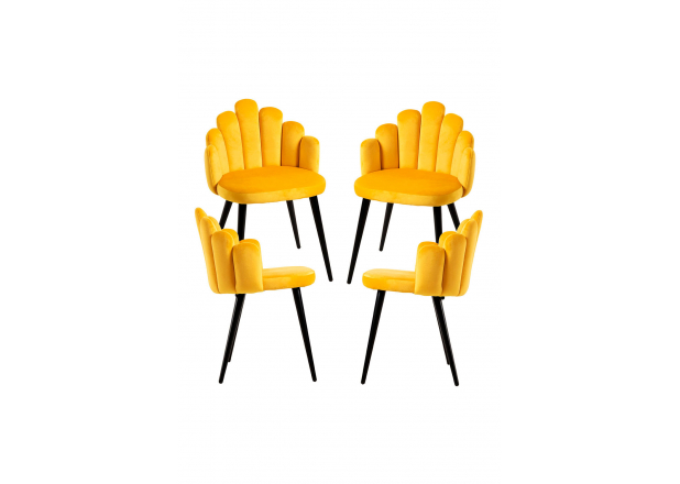 Pack 4 Chaises Hand Velours Jambes Noires