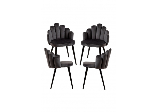 Pack 4 Velvet with Black Legs Hand Chairs