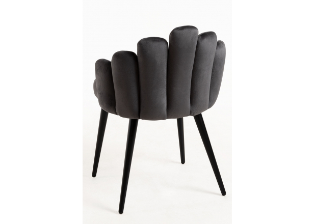 Pack 4 Velvet with Black Legs Hand Chairs