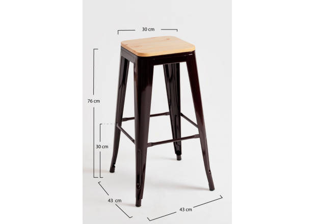 High Natural Wooden Torix Stool