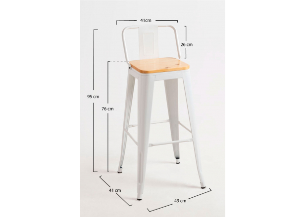 Torix Backrest Stool with Natural Wood