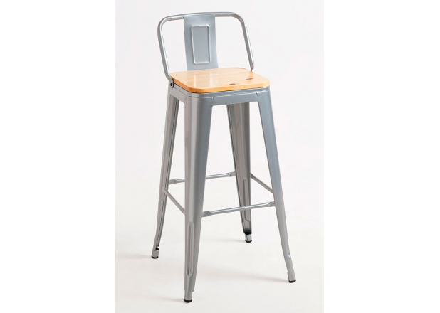 Torix Backrest Stool with Natural Wood