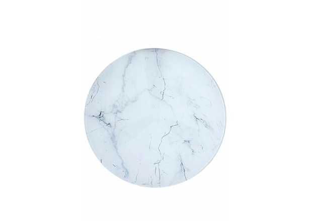 White Marble Effect Glass Table