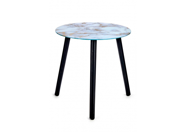 White and Gold Marble Effect Crystal Table