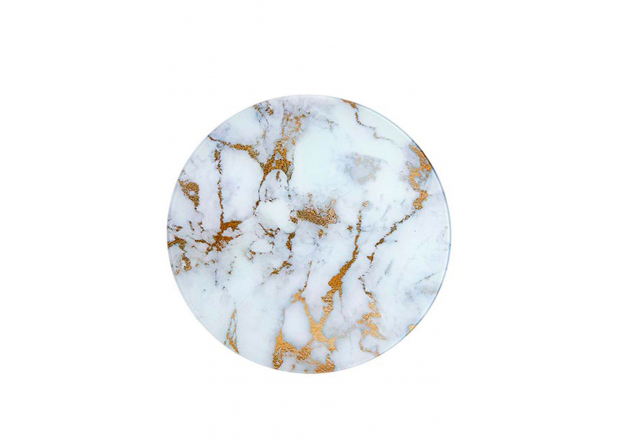 White and Gold Marble Effect Crystal Table