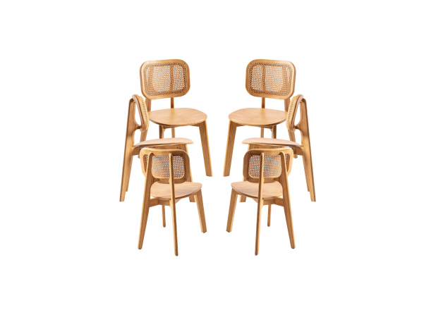 Pack de 6 chaises en bois Lem