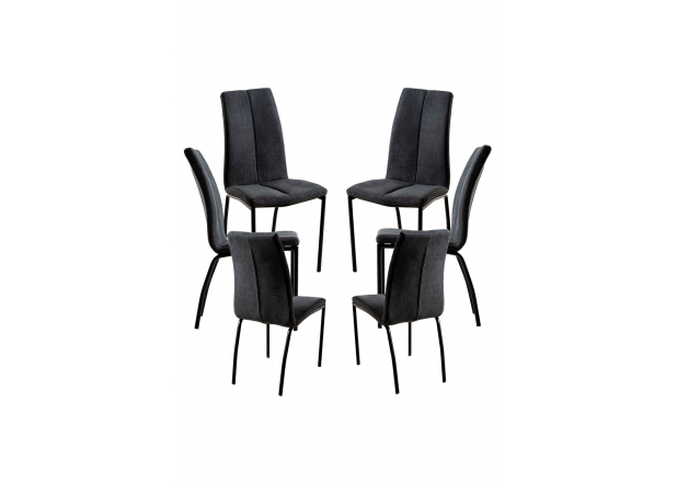 6 Set Humi Zwart Stoffen Stoelen