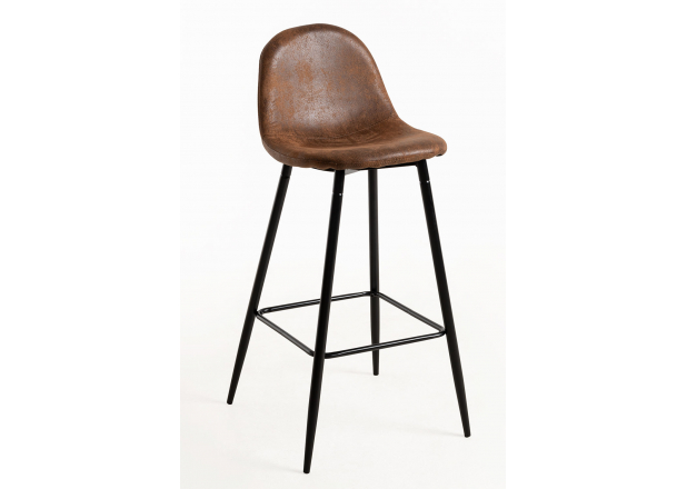 Black Vintage Brown Leatherethe Teok Stool