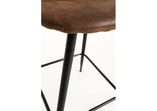 Black Vintage Brown Leatherethe Teok Stool