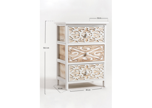 Carvy Wide Chest of Drawers 3 Drawers