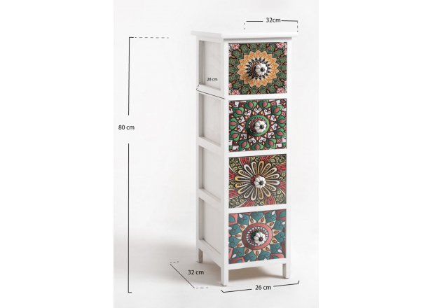 Mosaiko Narrow Chest of Drawers 4 Drawers