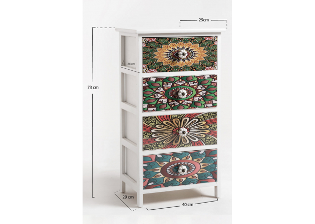 Mosaiko Wide Chest of Drawers 4 Drawers